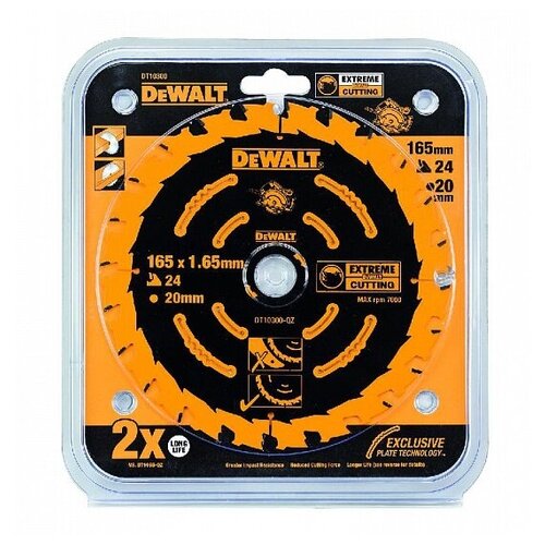 Диск пильный DeWalt твердосплавный 165х20/1.65/24 Construction DT10300