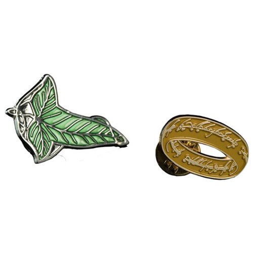 Набор значков Lord of The Rings Elven Leaf  & One Ring