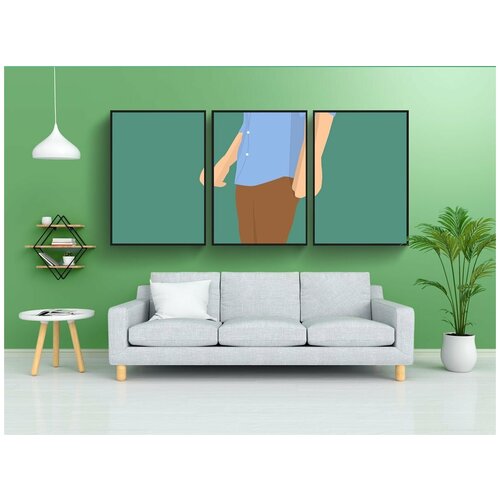 фото Набор модулных постеров для интерьера "мужчины, ходьба, вырезать" 60x90 см. в тубусе, без рамки lotsprints