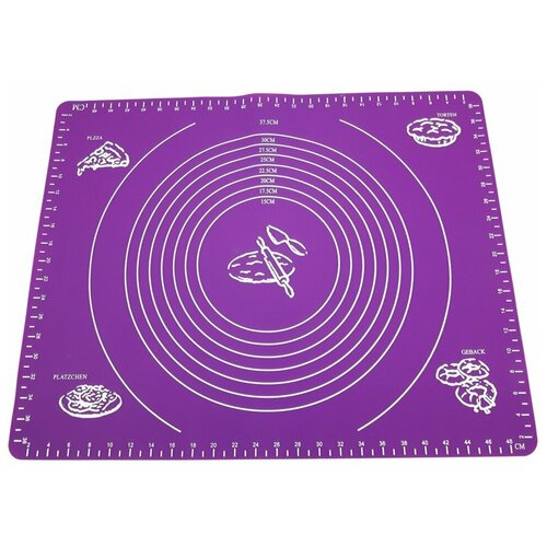 фото Силиконовый коврик для раскатывания теста, 65х45 см фиолетовый markethot
