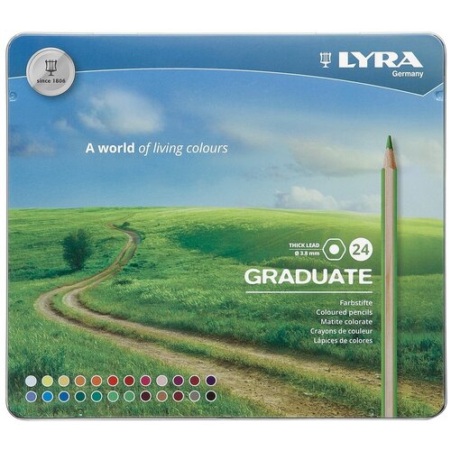 фото Гексагональные цветные карандаши "graduate", 24 шт., металлический пенал lyra