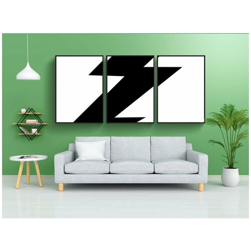 фото Набор модулных постеров для интерьера "болт, молния, силуэт" 60x90 см. в тубусе, без рамки lotsprints