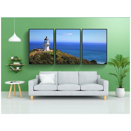 фото Набор модулных постеров для интерьера "светлый дом, мыс рейнга, новая зеландия" 60x90 см. в тубусе, без рамки lotsprints