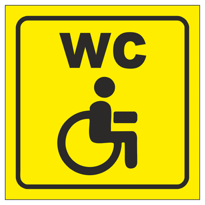 Наклейка Знак Туалет для инвалидов. 200х200 мм