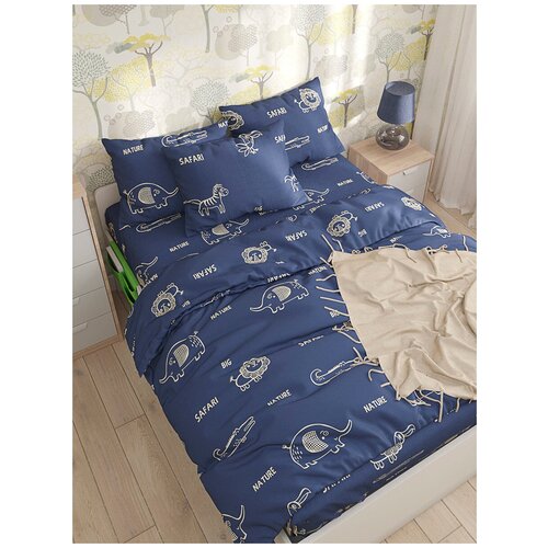 фото Постельное белье сказка "safari" семейное наволочка 50х70 см 2 шт простынь 240х215 см пододеяльник 145х215 см(2шт)