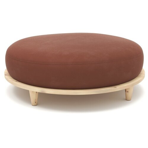 Круглый мягкий пуф Soft Element Сканди-4 на ножках, в прихожую, пуфик для ног, велюр, коричневый, стиль современный лофт