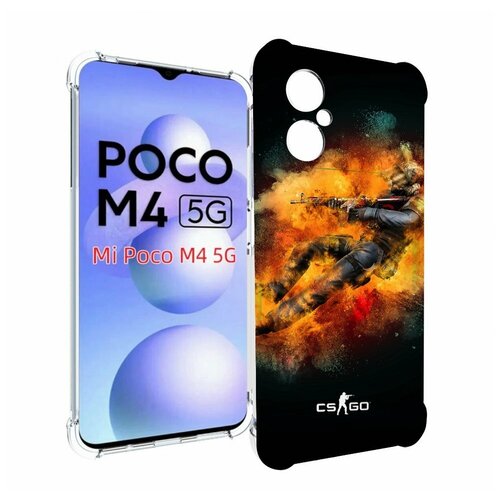 Чехол MyPads CS-go-Контр-террорист мужской для Xiaomi Poco M4 5G задняя-панель-накладка-бампер