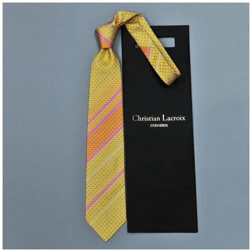 Яркий желто-оранжевый галстук с горошками Christian Lacroix 836015