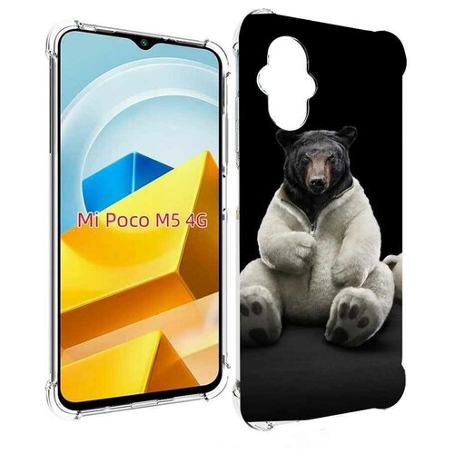 Чехол MyPads Медведь-бурый-белый для Xiaomi Poco M5 задняя-панель-накладка-бампер