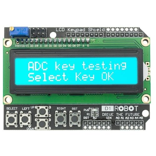 Символьный LCD дисплей 1602, 16х2 знака, зеленый, с I2C адаптером и клавиатурой