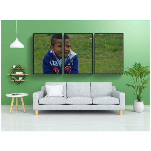 фото Набор модулных постеров для интерьера "ребенок плачет, парк, сам" 60x90 см. в тубусе, без рамки lotsprints