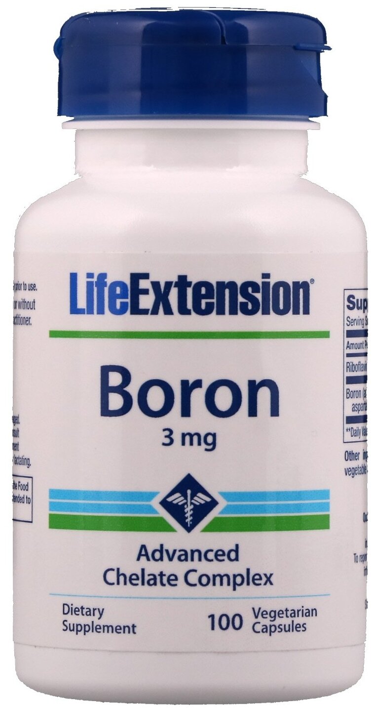 Life Extension Boron 3 мг (Бор) 100 вегетарианских капсул (Life Extension) - фотография № 4