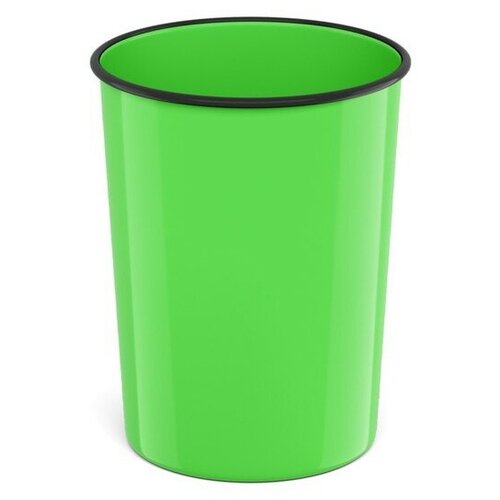Корзина для бумаг и мусора 13,5 литров ErichKrause Neon Solid, пластиковая, литая, зелёная