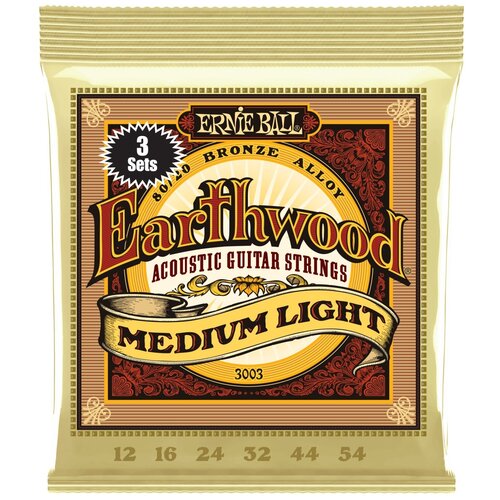 фото Ernie ball 3003 earthwood 80/20 bronze medium light 12-54 струны для акустической гитары