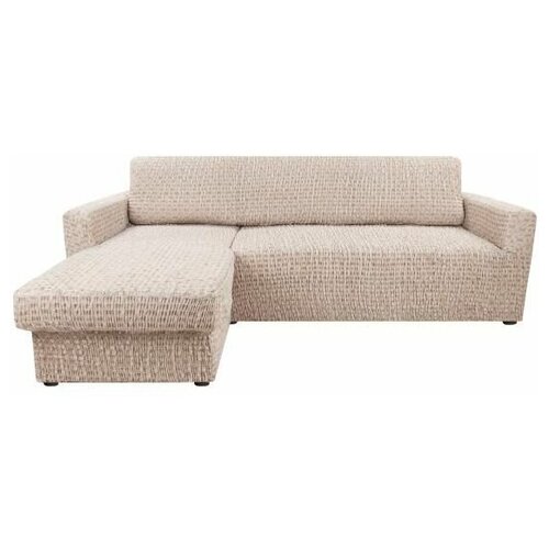 Чехол для мебели: Чехол на угловой диван левый угол универсальный на резинке Сиена Сатурно бежевый