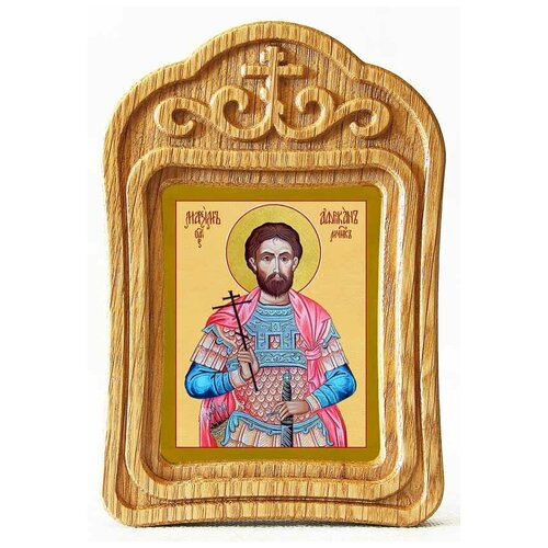 Мученик Максим Африканский, Карфагенский, икона в резной деревянной рамке