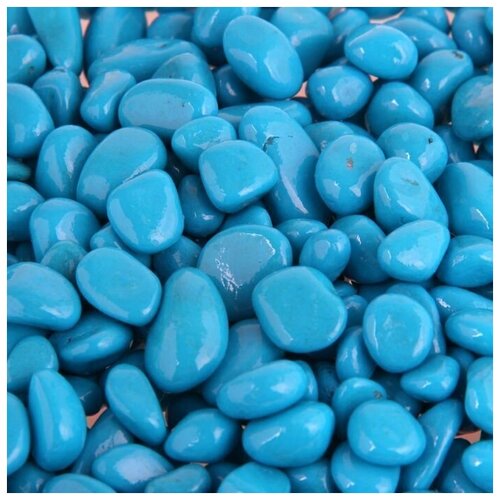 Галька грунт цветная голубая для аквариума и декора, 800 гр, фракция 8-12 мм