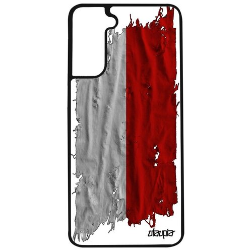 фото Противоударный чехол для мобильного // galaxy s21 // "флаг польши на ткани" дизайн патриот, utaupia, белый