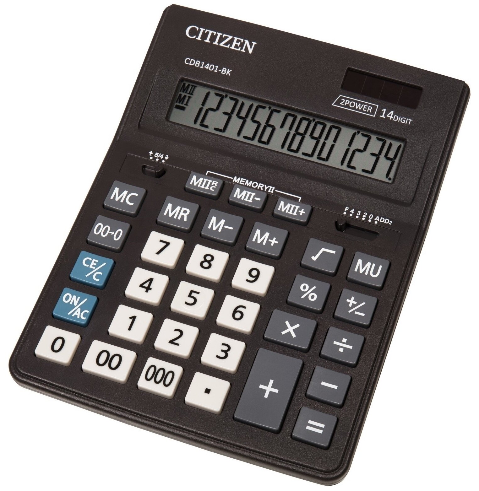 Калькулятор настольный 14-разрядный 155 х 205 х 35 мм двойное питание CDB1401BK
