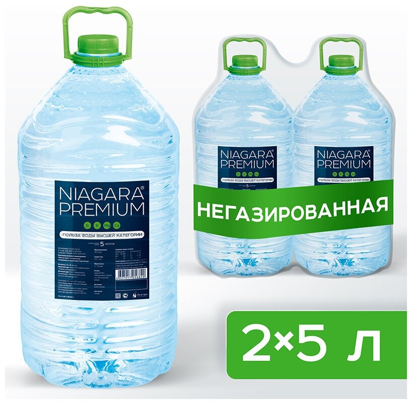 Niagara Premium/Ниагара Премиум вода высшей категории качества питьевая негазированная 2 шт по 5 л