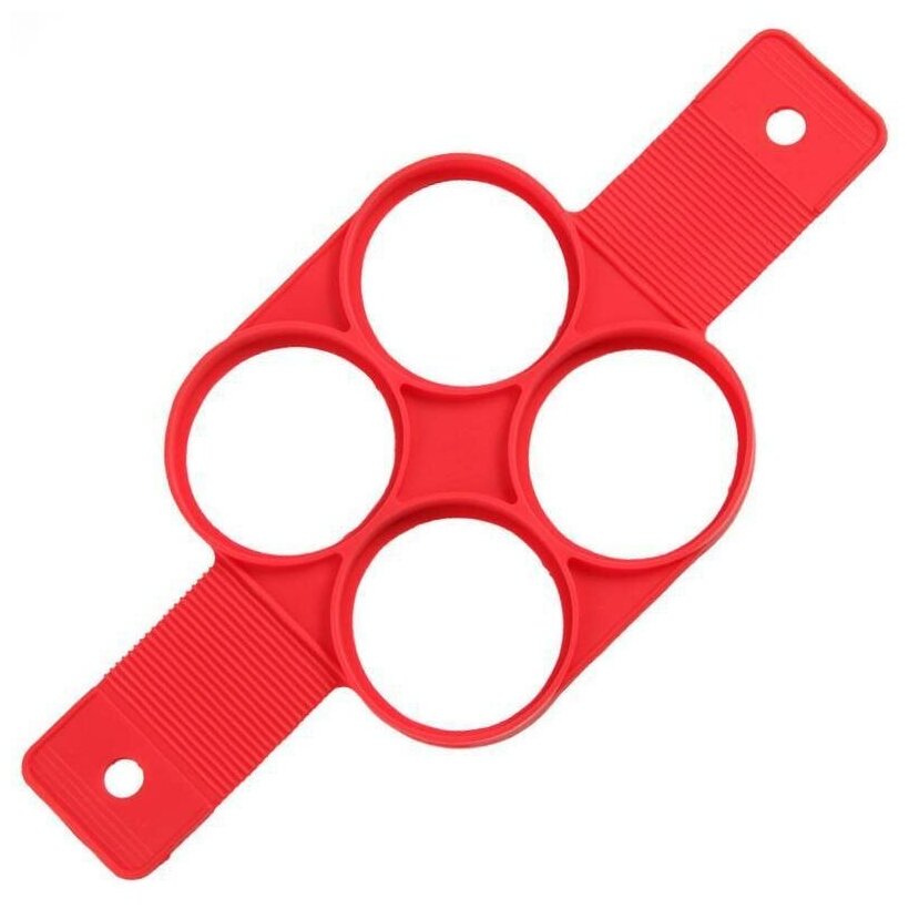 фото Форма для выпечки и оладий силиконовая, 4 ячейки, круги, красный