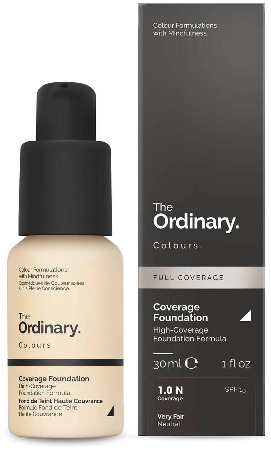 Тональная основа The Ordinary - Coverage Foundation - 1.0 N Very Fair, 30 мл