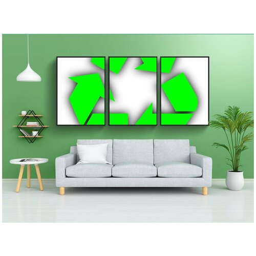 фото Набор модулных постеров для интерьера "переработка, стрелы, зеленый" 60x90 см. в тубусе, без рамки lotsprints