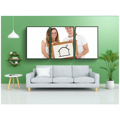 фото Набор модулных постеров для интерьера "дом, пара, ипотечный кредит" 60x90 см. в тубусе, без рамки lotsprints