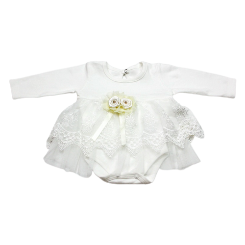 фото Платье-боди minibanda, нарядное, размер 74, белый, бежевый