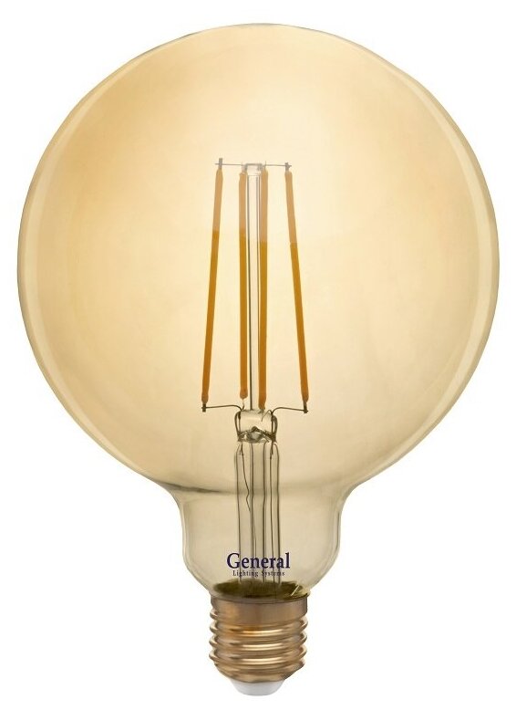 Лампа светодиодная. General декор GLDEN-G125S 8Вт 230В 2700К Е27 золотая
