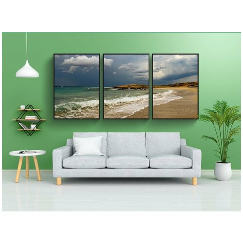 фото Набор модулных постеров для интерьера "пляж, пустой, море" 60x90 см. в тубусе, без рамки lotsprints