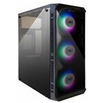 Корпус для ПК без БП - CASE HIPER HG-C103RGB EREBOS (ATX, SPCC0.5, USB 3.0+USB2.0, Front 3x120mm RGB Fan, Black) - изображение