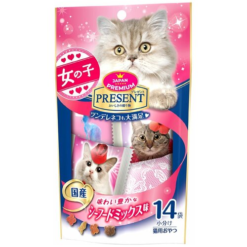 Хрустящее лакомство Japan Premium Pet PRESENT для избалованных кошек на основе тихоокеанских морепродуктов, 42 г