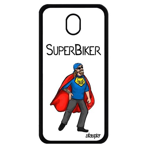 фото Дизайнерский чехол на телефон // samsung galaxy j7 2017 // "супербайкер" веселый герой, utaupia, белый