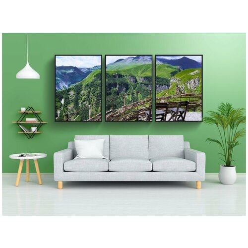 фото Модульный постер "горы, северный, грузия" 180x90 см. из 3х частей в тубусе, без рамки lotsprints