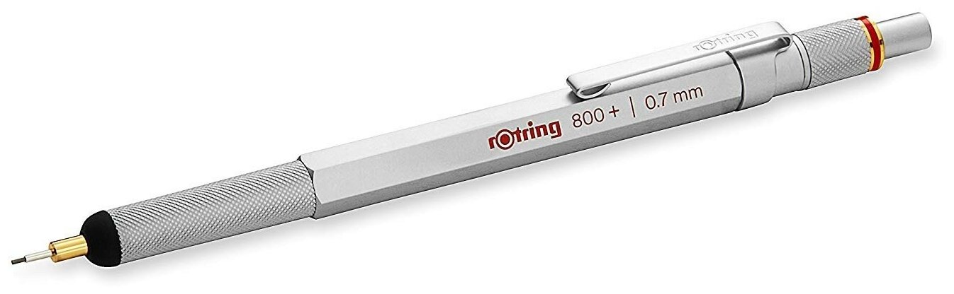 Автокарандаш Rotring 800+, серебристый корпус, со стилусом 0.7 мм