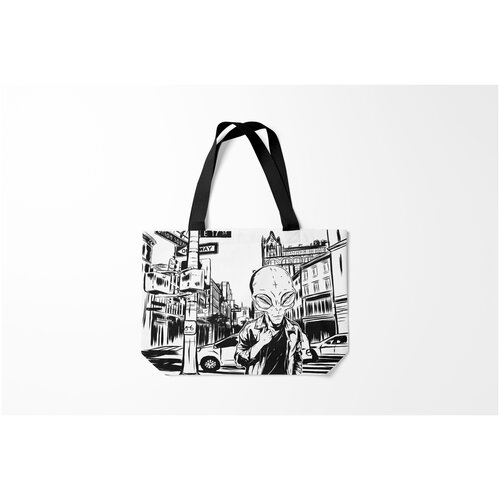 фото Сумка-шоппер / 46х35 см / инопланетяне пришельцы портрет пришельца в нью йорке burnettie