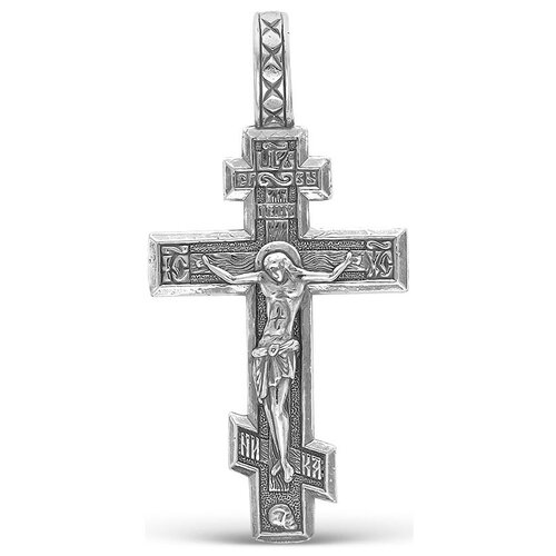 крест серебряный распятие молитва да воскреснет бог Подвеска Красная Пресня, серебристый