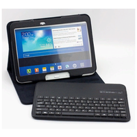 Клавиатура MyPads для Apple iPad Air 2 (A1566/ A1567) съёмная беспроводная Bluetooth в комплекте c кожаным чехлом и пластиковыми наклейками с рус.
