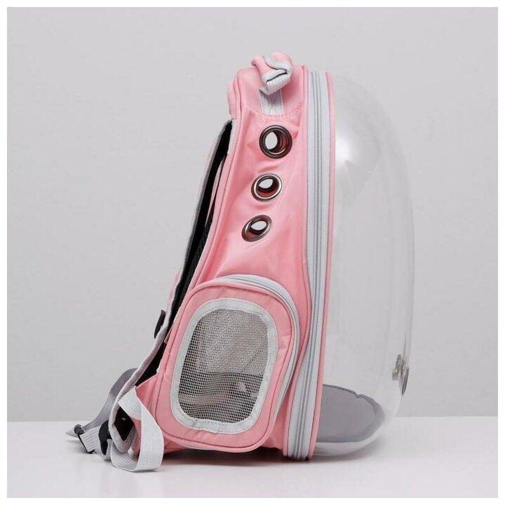 Пижон Рюкзак для переноски животных прозрачный, 31 х 28 х 42 см, розовый - фотография № 2