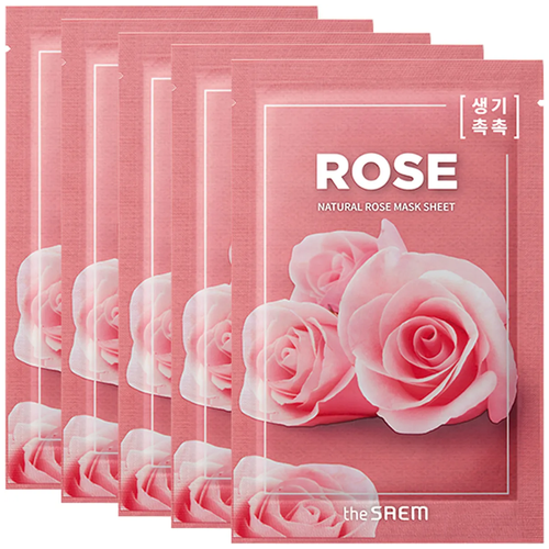 Маска для лица тканевая с экстрактом розы The Saem Natural Rose Mask Sheet, 21 мл - 5 шт