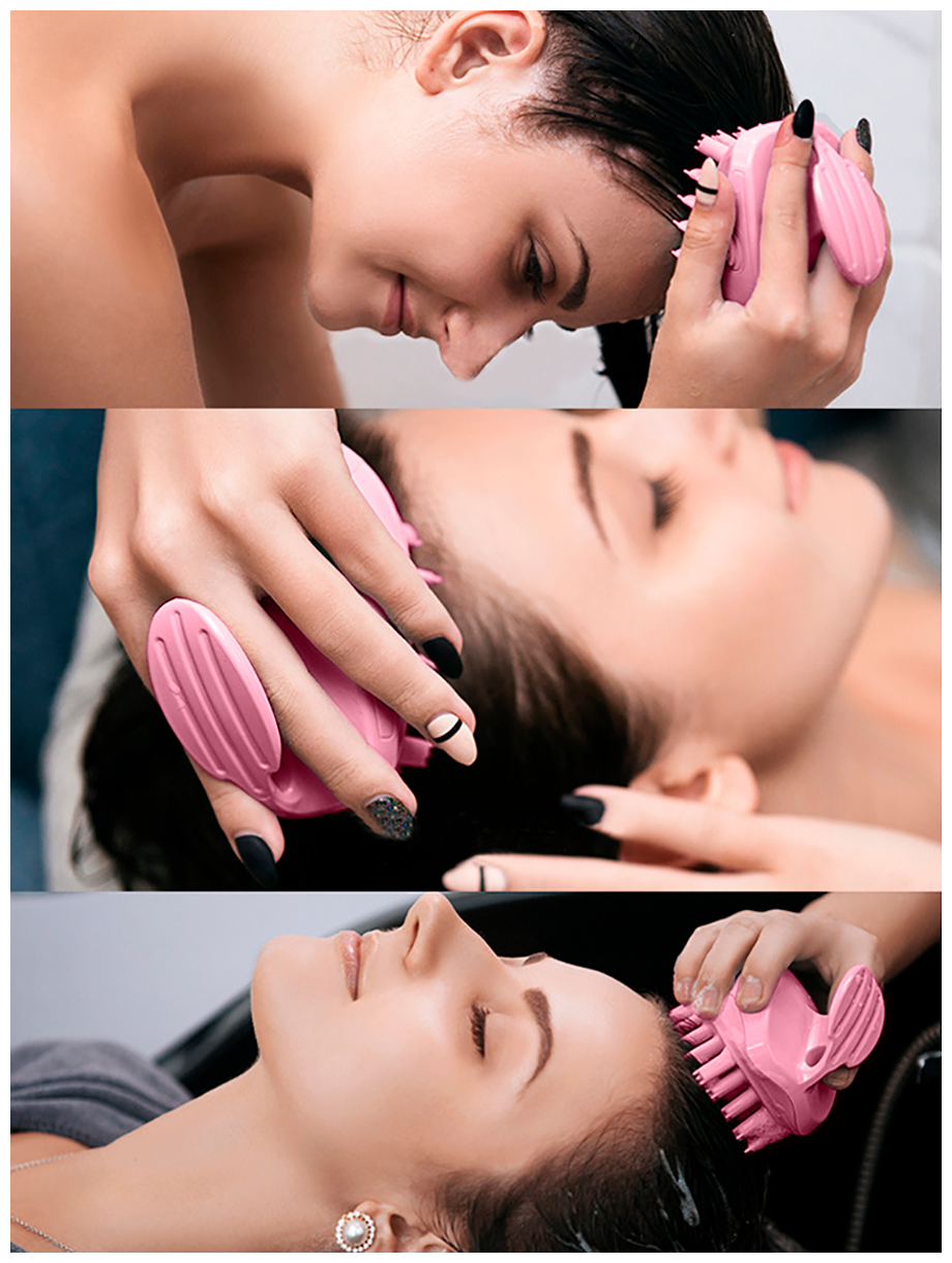 Вибромассажер для головы/массажер для головы/массажер для мытья головы/массажная щетка/щетка-массажер (розовый) - фотография № 2