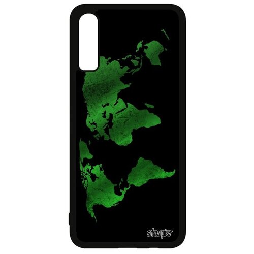 фото Защитный чехол на телефон // samsung galaxy a70 // "карта мира" глобус дизайн, utaupia, черный