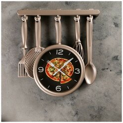 Часы настенные, серия: Кухня, 'Кухонная утварь', плавный ход, 32 х 34 см, бронзовые