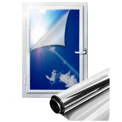 Профессиональная зеркальная, солнцезащитная пленка для окон SunGood Silver 15 - 75. 1 шт. 1520х750мм