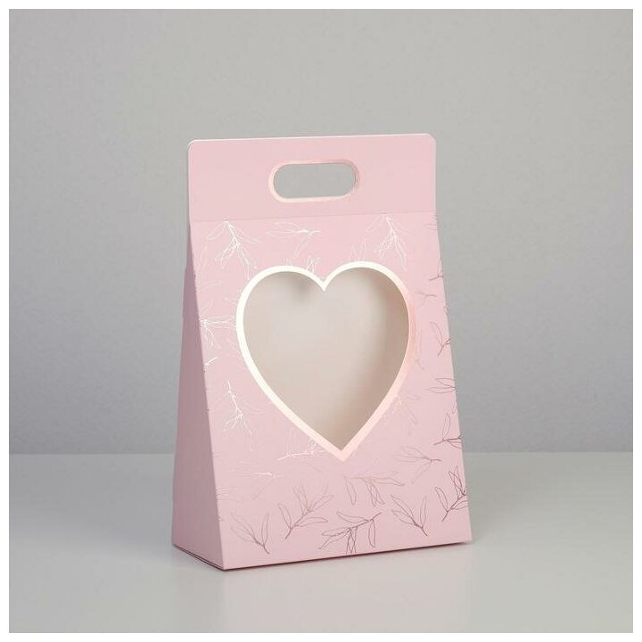 Переноска для цветов «Love», розовая, 24 × 12,5 × 37 см - фотография № 2