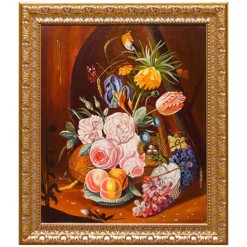 фото Картина маслом "натюрморт с виноградом" новожилов русская живопись