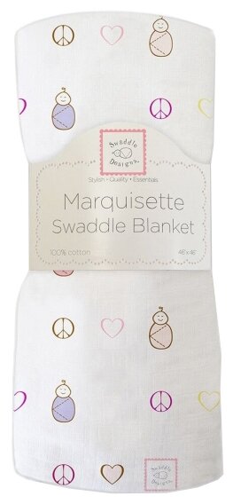 SwaddleDesigns (США) Муслиновая пеленка Маркизет VB Peace Love SW