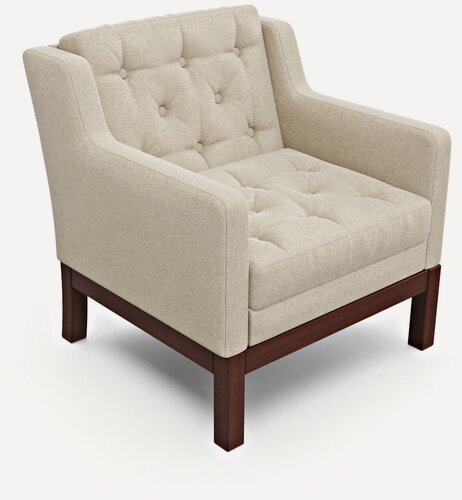 Изображение товара Дизайнерское мягкое кресло Soft Element Нептун, на деревянных ножках, рогожка, айвори-орех, современный стиль скандинавский лофт, в гостиную, офис