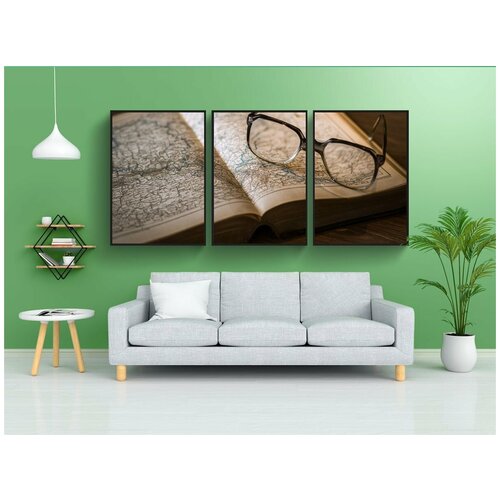 фото Набор модулных постеров для интерьера "знание, книга, библиотека" 60x90 см. в тубусе, без рамки lotsprints